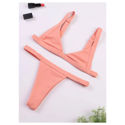 Deep-V Bikini Swimsuit - -