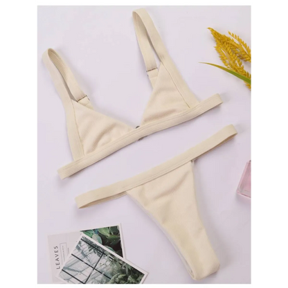 Deep-V Bikini Swimsuit - -