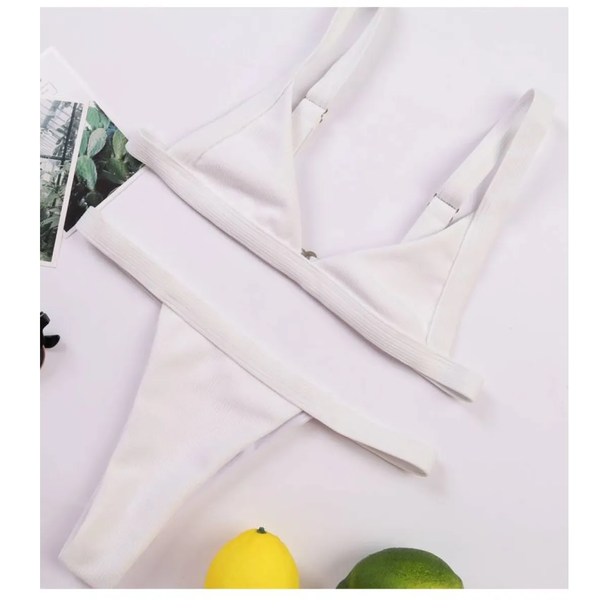 Deep-V Bikini Swimsuit - -