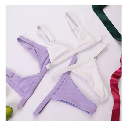 Deep-V Bikini Swimsuit - -