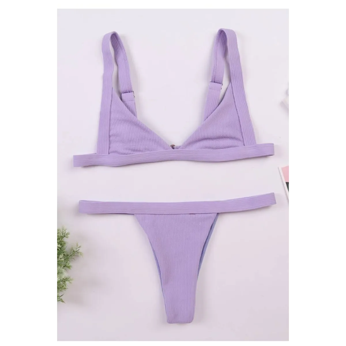 Deep-V Bikini Swimsuit - -