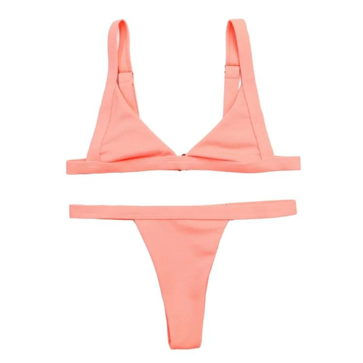Deep-V Bikini Swimsuit - Pink -