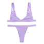 Deep-V Bikini Swimsuit - Purple -