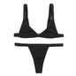 Deep-V Bikini Swimsuit - Black -