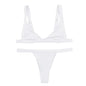 Deep-V Bikini Swimsuit - White -