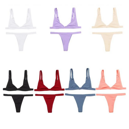 Deep-V Bikini Swimsuit - -