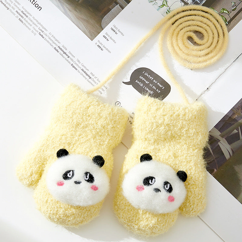 Cute Cartoon Baby Winter Mittens - Yellow Free Size - mittens