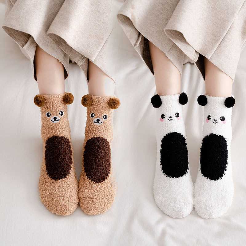Cartoon Coral Fleece Warm Socks - - socks