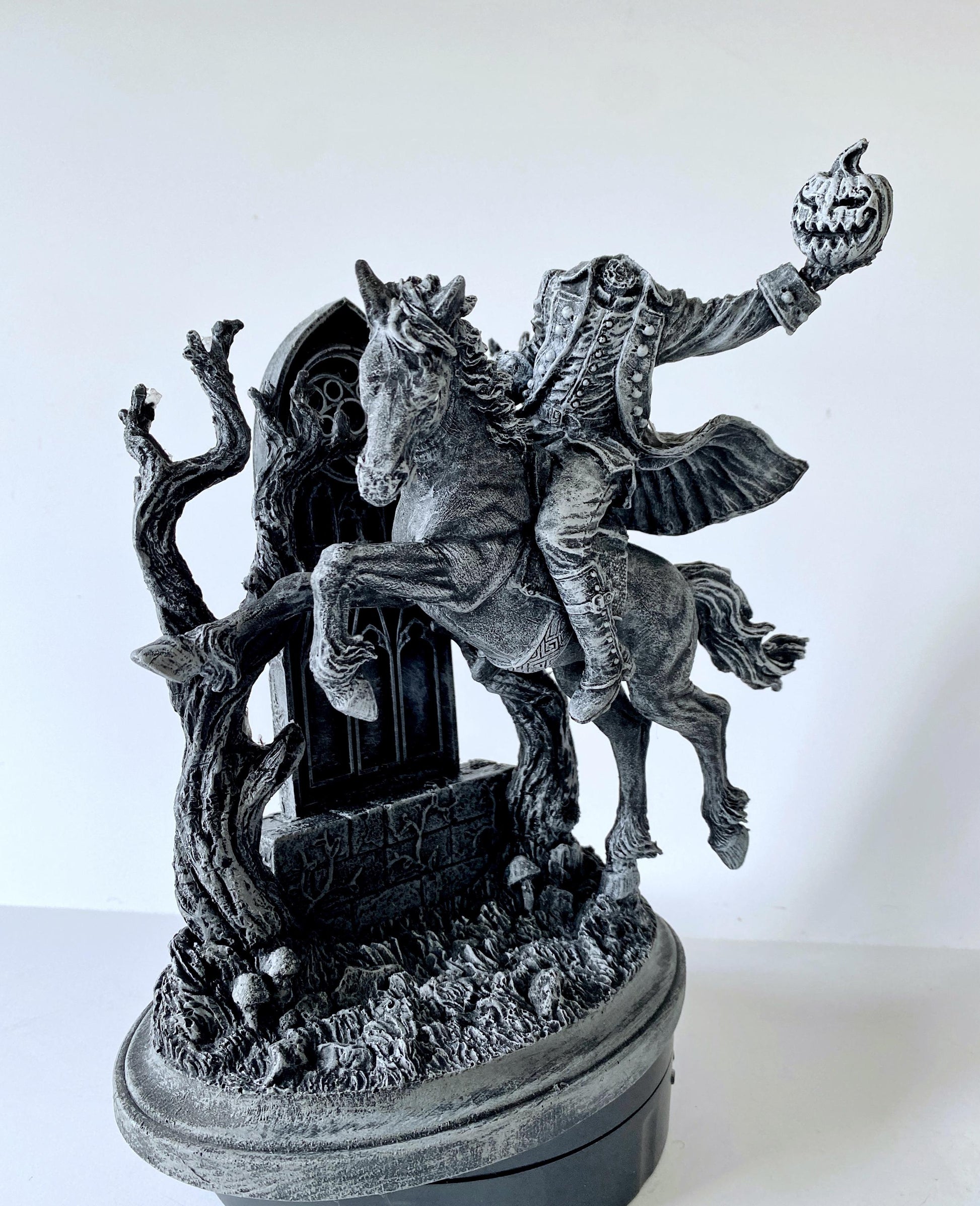 Headless Horseman Riding Statue, Hand Painted Resin Sculpture | Gothic Legend of Sleepy Hollow Figurine | Dark Folklore Art for Spooky Decor - -