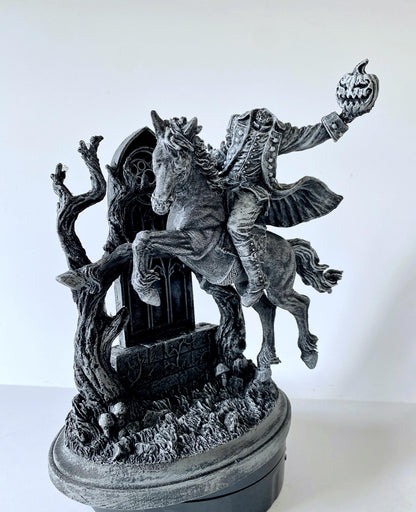 Headless Horseman Riding Statue, Hand Painted Resin Sculpture | Gothic Legend of Sleepy Hollow Figurine | Dark Folklore Art for Spooky Decor - -