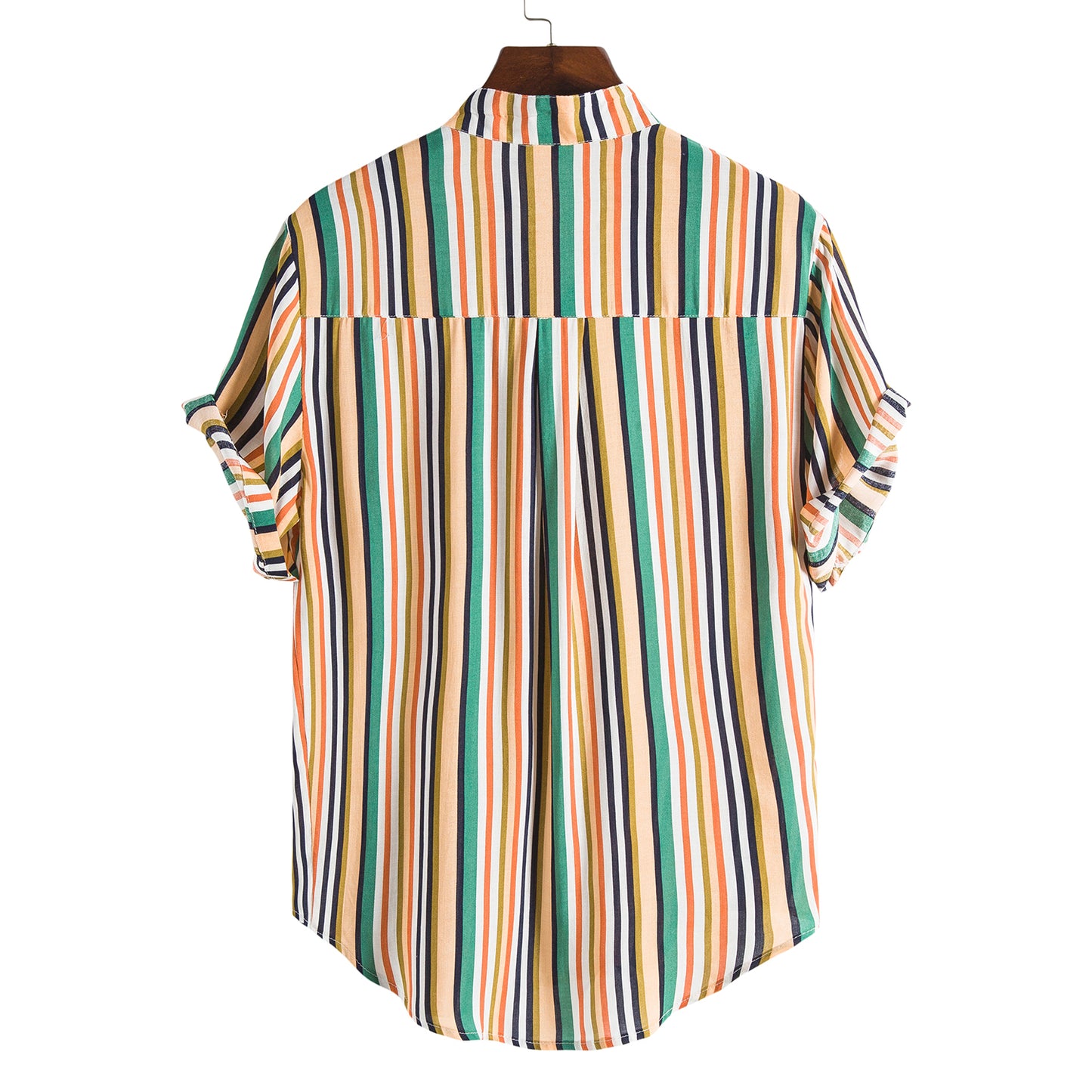 Men's Striped Print Button-Up Shirts for Men Hawaiian Casual Short Sleeve Shirts