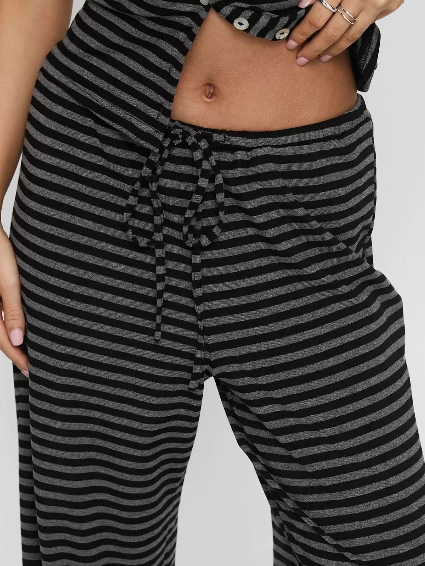 Striped Button-Down Top and Wide-Leg Pants Set- Shopimist- {{Product type}}
