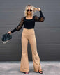 Casual Flared High Waist Wide Leg Corduroy Pants