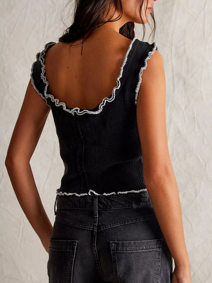 Lettuce Trim Square Neck Tank- Shopimist- {{Product type}}