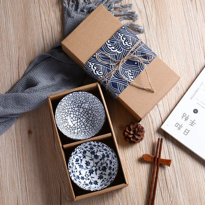 Ceramic Tableware Set - Blue and White Porcelain Bowls - A - bowls