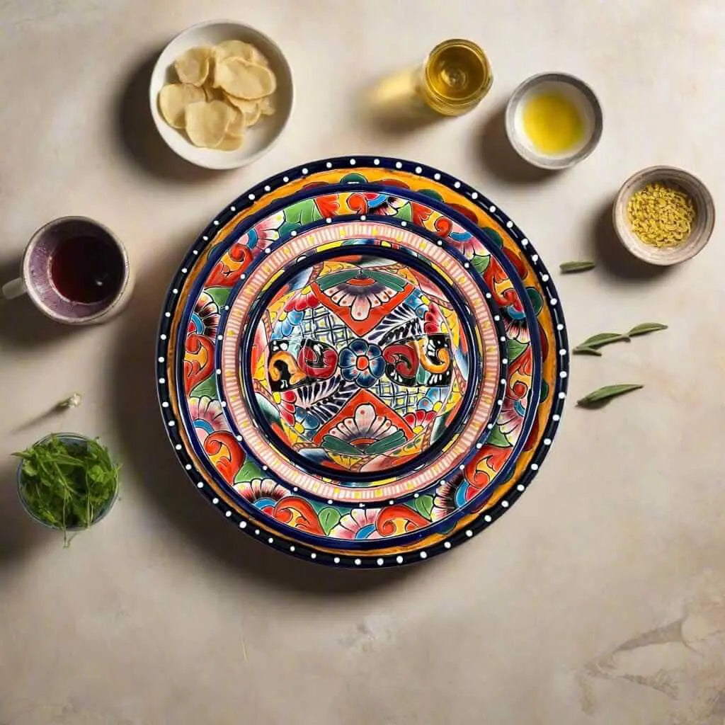 Handmade Talavera 12-Piece Dinnerware Set Mexican Pottery for 4 - - Talavera Dinnerware Set