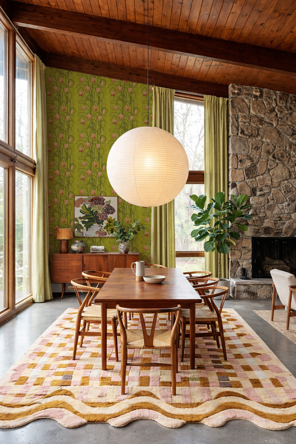 Campanas Wallpaper, chartreuse and orange- Samantha Santana Creative- {{Product type}}