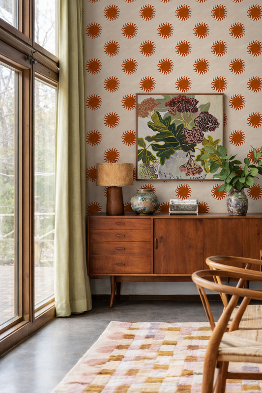 Sol Wallpaper, tan and rust - - Wallpaper