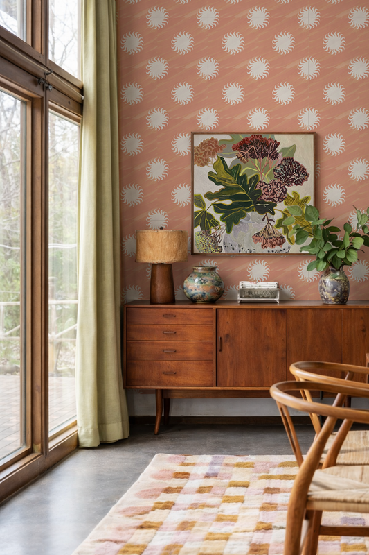 Sol Wallpaper Terra Cotta and Off-White - - Wallpaper
