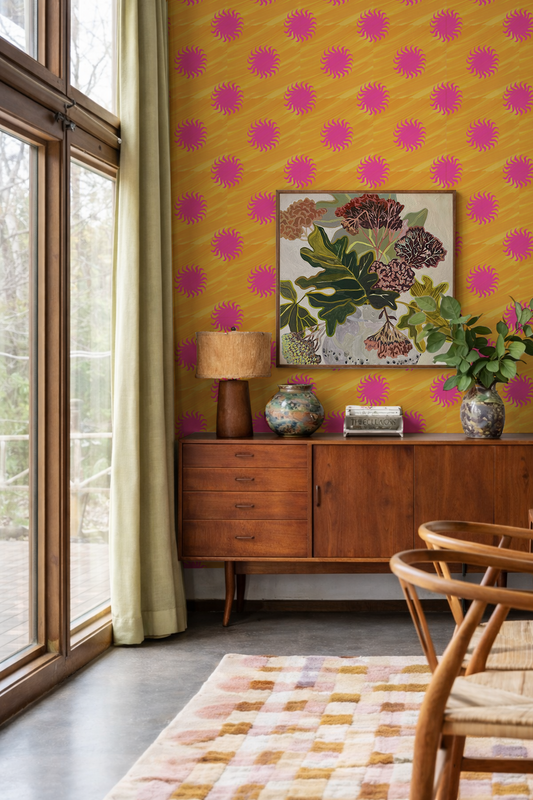 Sol Wallpaper, yellow and pink - - Wallpaper