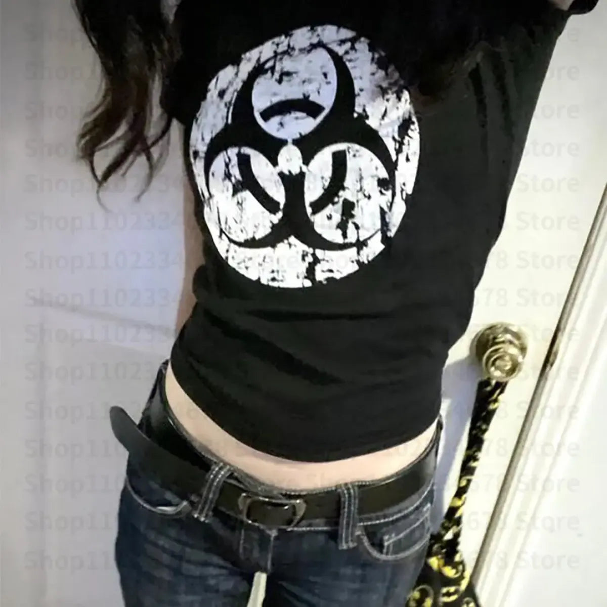 Distressed Biohazard Symbol Tee - Black -