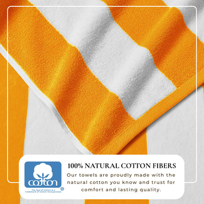 Cotton Velour Cabana Stripe Beach Towel - Novia Collection - -