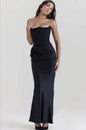 Off-Shoulder Silk Skinny Dress - Black XL - dress