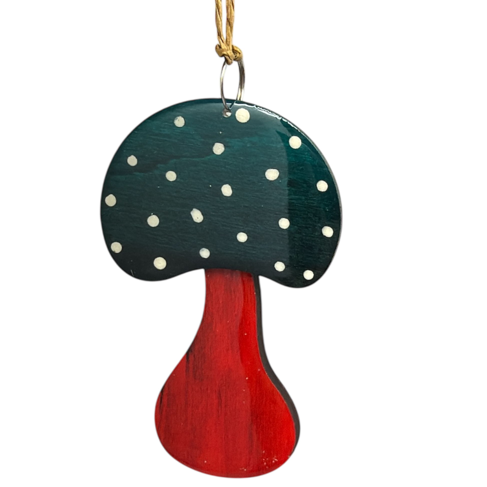 Glossy Wooden Mushroom Ornament - 3 1/2 Inches - Default Title - Christmas >> Ornaments