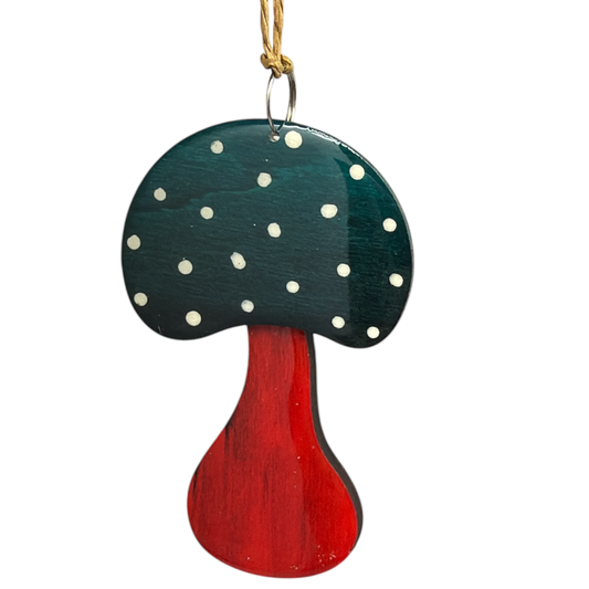 Glossy Wooden Mushroom Ornament - Default Title - Christmas >> Ornaments