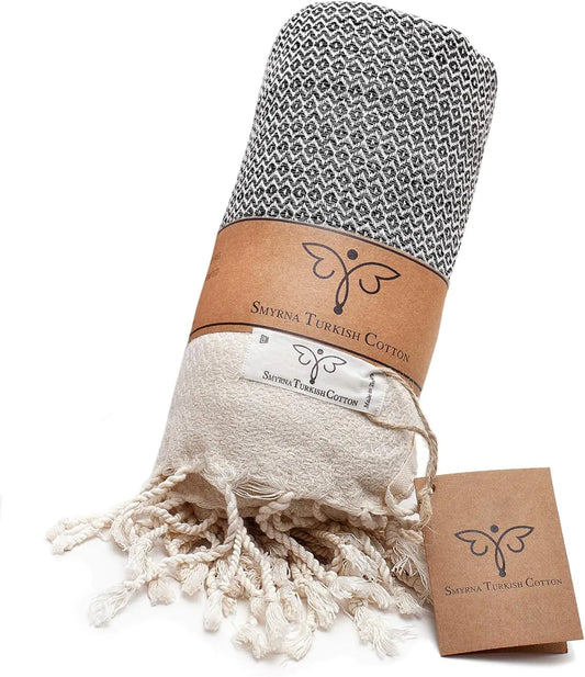 SMYRNA Turkish Blanket Throw Dark Gray 50x60 inch - Dark Gray 50"x60" - blanket