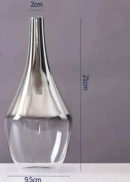 Silver Modern Minimalist Glass Flower Vase - Kia Day Design