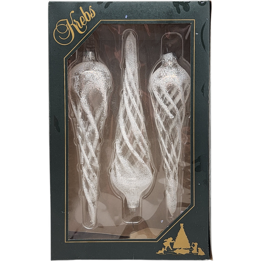 Krebs Value Glass Ornament 3 pack - Frosted Icicles - Default Title - Christmas >> Ornaments >> Glass