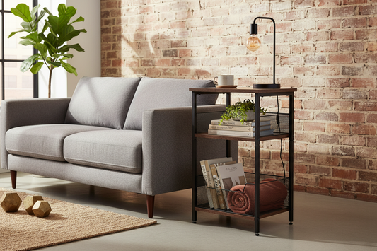 Small 3-Tier Side Table with Storage Shelves - - table