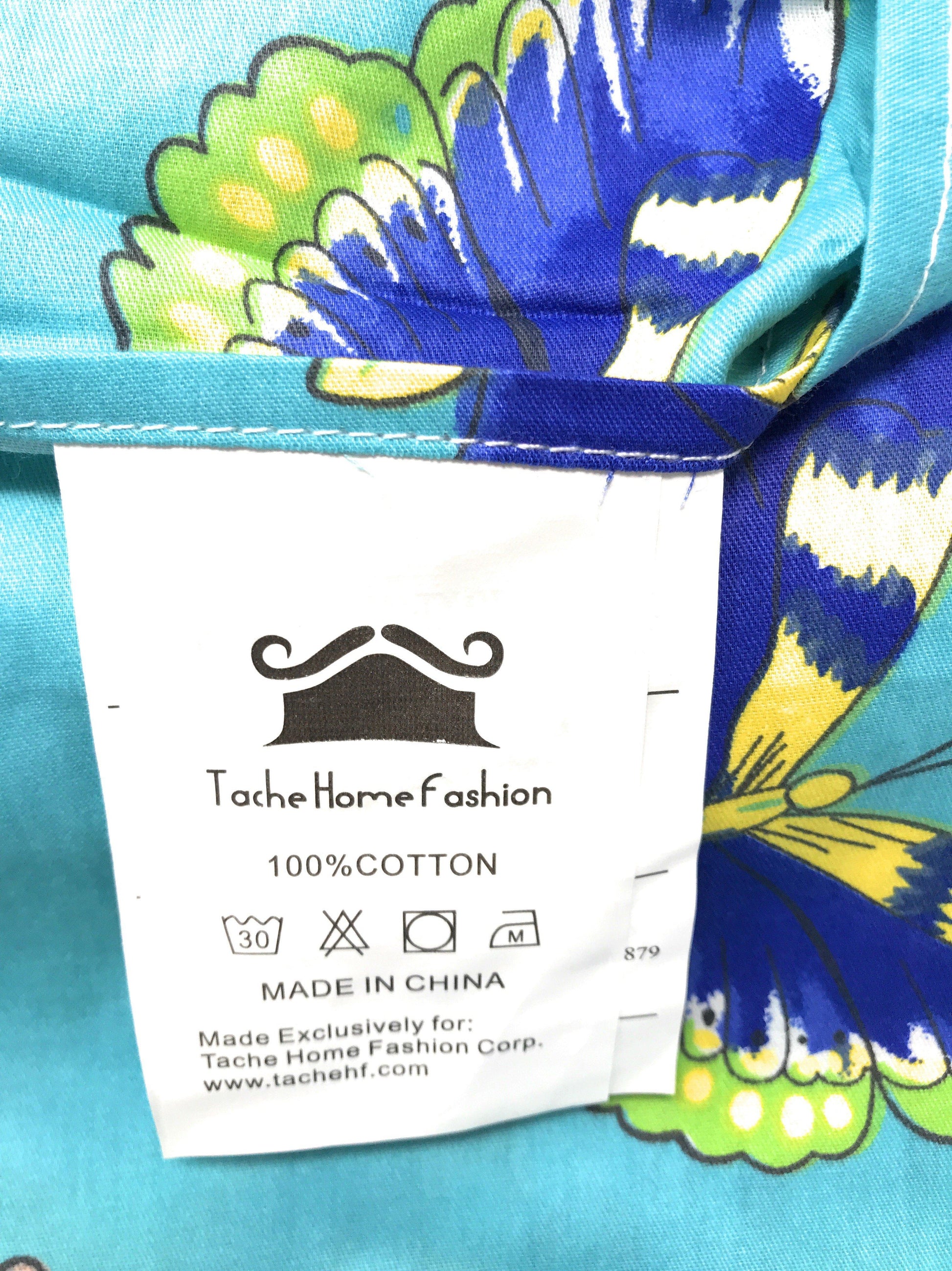 Tache Butterfly Wonderland Cotton Aqua Floral Duvet Cover (2142) - - Duvet Cover