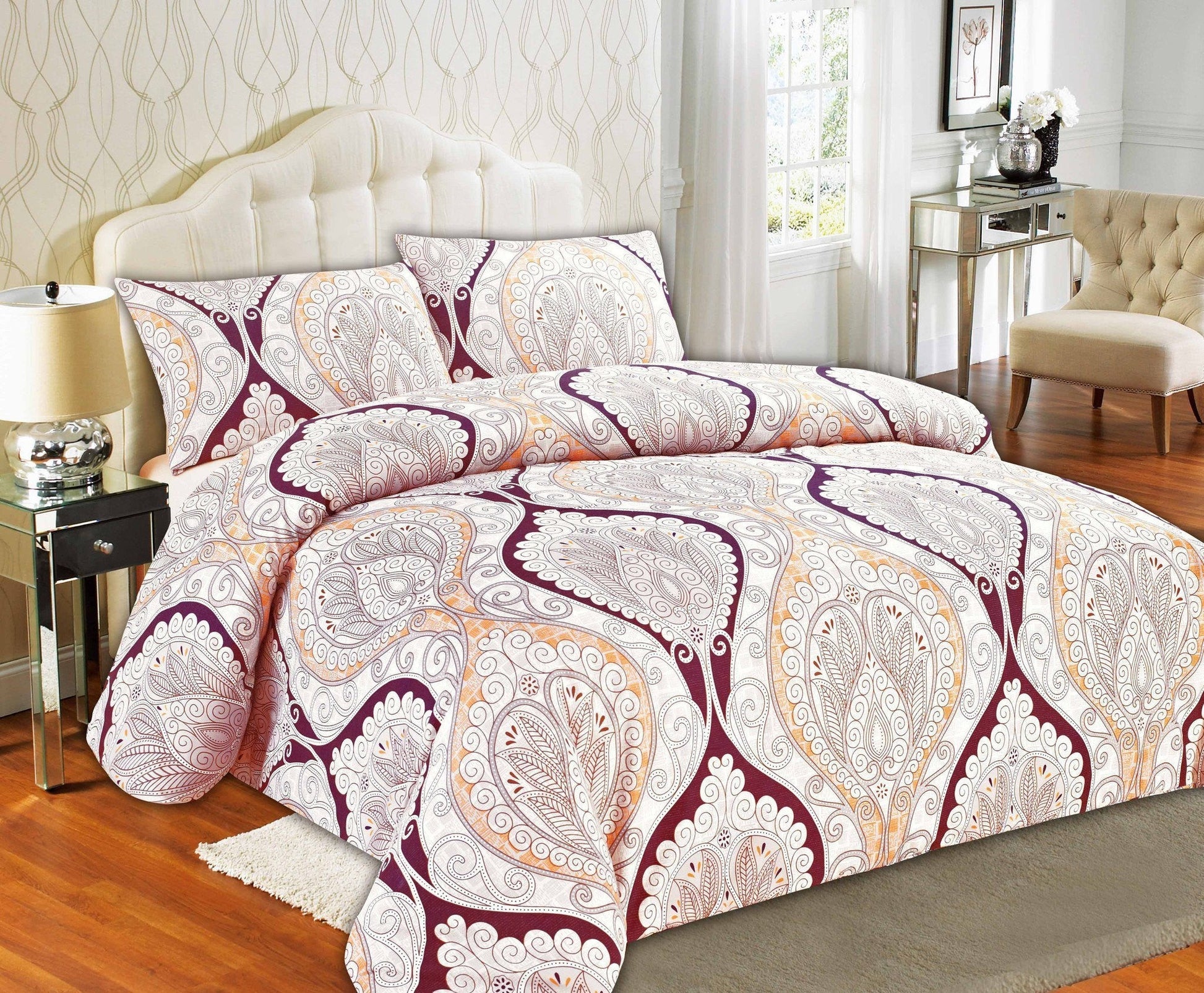 Tache Maroon Mandala Damask Duvet Cover Set Twin (2131) - - Duvet Cover