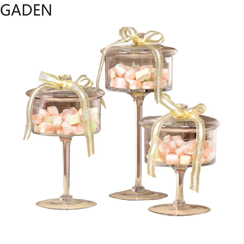 European Style Tall Transparent Glass Candy Jar with Lid - Kia Day Design