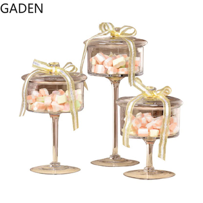 European Style Tall Transparent Glass Candy Jar with Lid - Kia Day Design