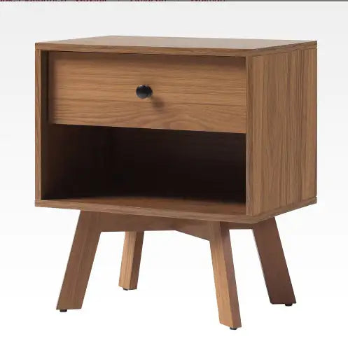 Mid Century Modern Minimalist 1-Drawer Nightstand Mocha - Kia Day Design