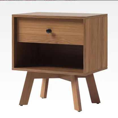 Mid Century Modern Minimalist 1-Drawer Nightstand Mocha - Kia Day Design