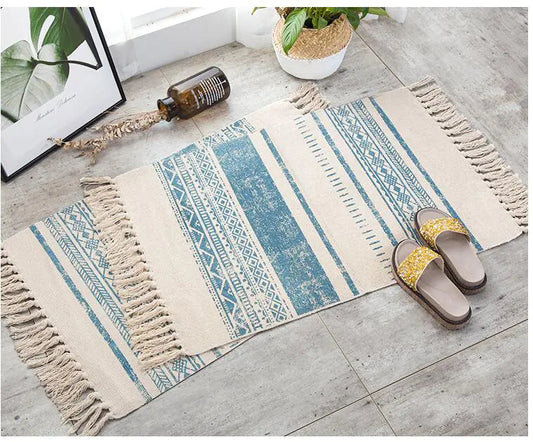 Vintage Nordic Minimalist Cotton Linen Area Rug - Kia Day Design