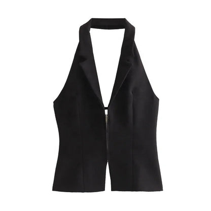 Women Backless Strapless Halter Corset Tops Front Zipper Camis Tops Kia Day Design