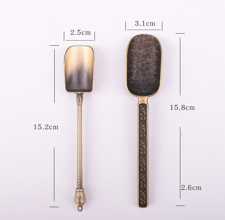 Carved Fu Character Auspicious Clouds Pattern Tea Shovels - - Tea Accessories