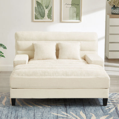 Chaise Bed Lounge Sofa Chair With Adjustable Backrest And LED Light Strip- Unique Piece Furniture- {{Product type}}