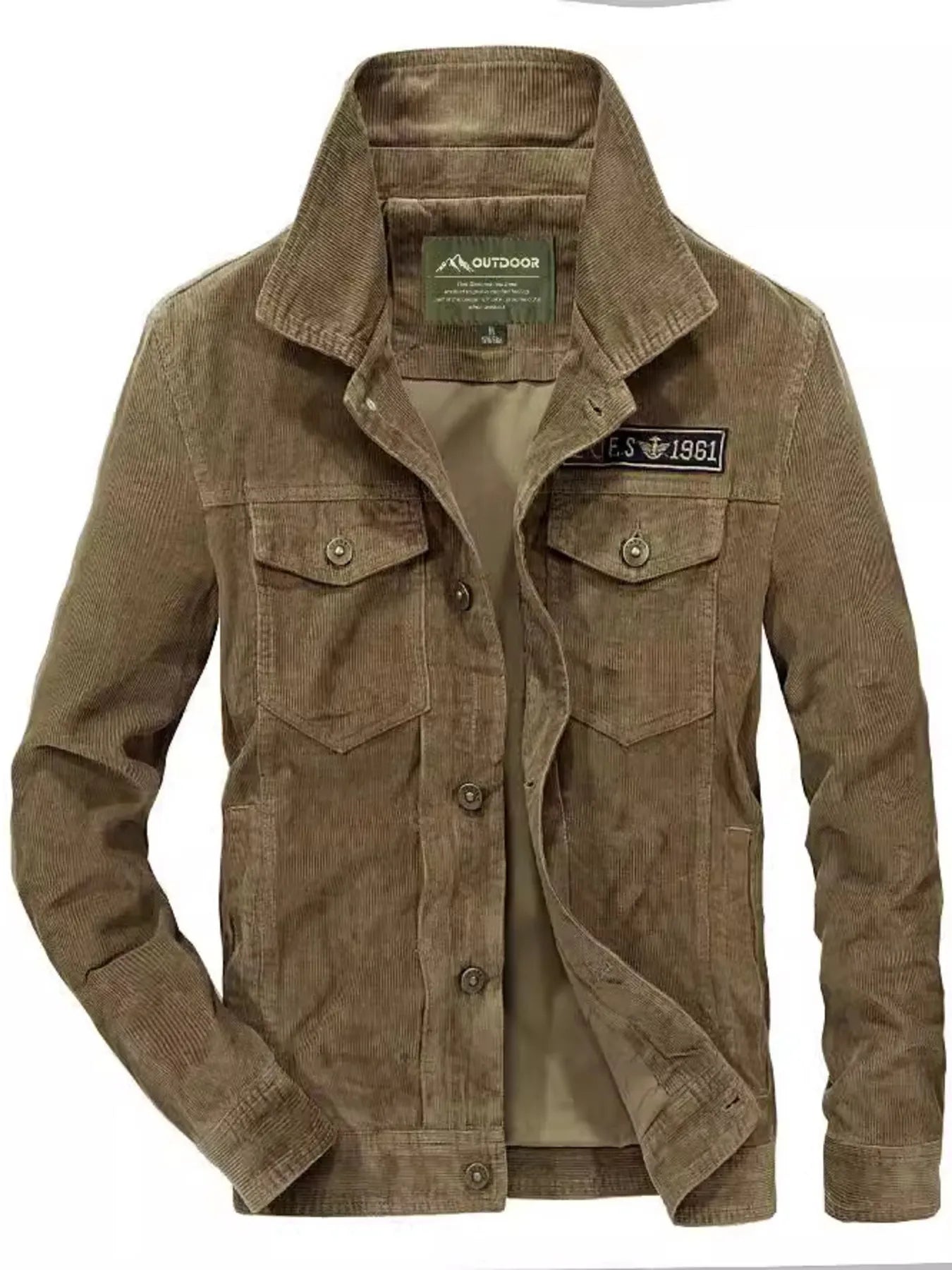 Men's Plus Size Button Up Long Sleeve Jacket - -