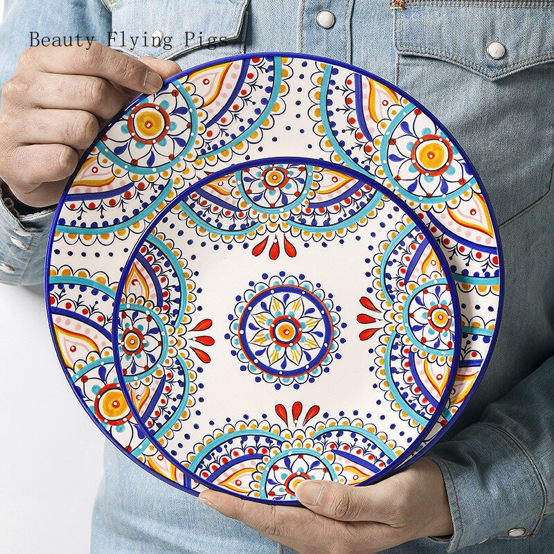 Mediterranean Ceramic Plate Set - - plates