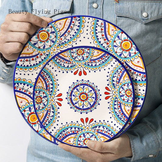 Mediterranean Ceramic Plate Set - - plates