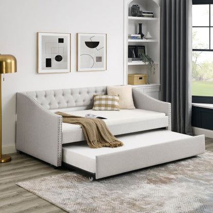 The Double Sofa Bed Has A Double Roller Upholstered Tufted Sofa Bed - - sofa bed