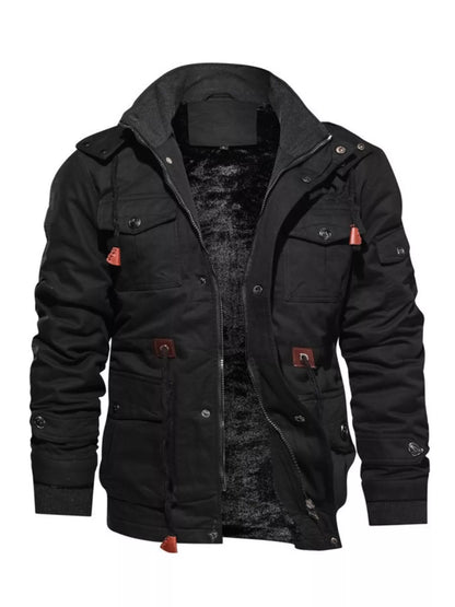 Men's Plus Size Zip Up Warm Winter Coat - Black -