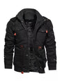 Men's Plus Size Zip Up Warm Winter Coat - Black -