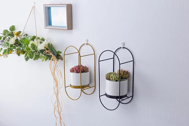 Metal Plant Hanger With Ceramic Pots Hanging Planter Vase Air Plant Containers